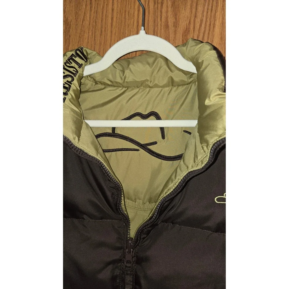 Resistol Ranch Mens Brown/Green Reversible Puffer Vest Down Fill size Large